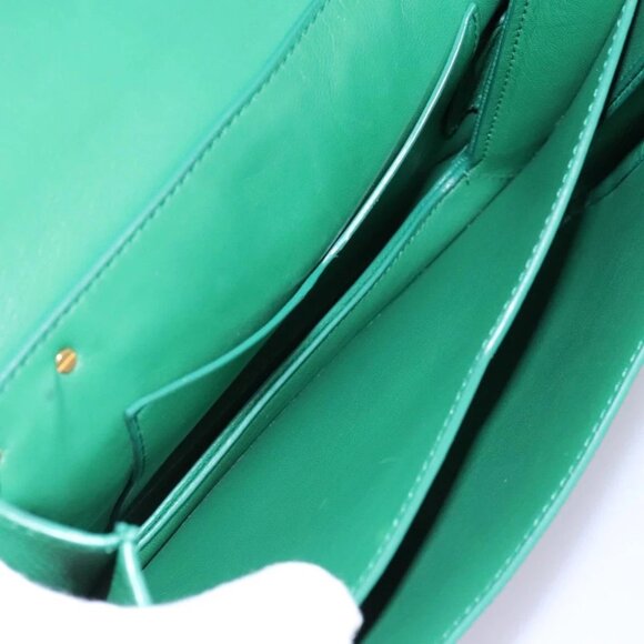 BOTTEGA VENETA Chain Hand Bag Leather 2way Gold Green Auth PP350AV - Picture 14 of 16